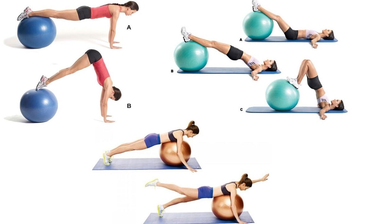 Effective exercises to prevent spinal osteochondrosis on fitball